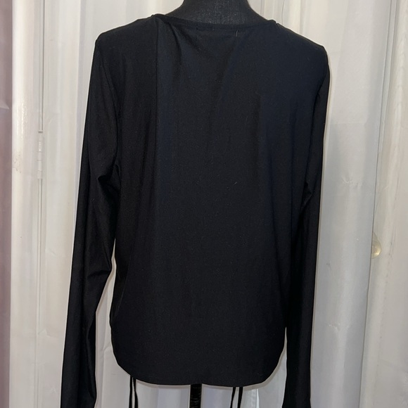 Derek Heart Womens Long Sleeve V Neck Wrap Ruched Shirt Black size 2X - Picture 3 of 5